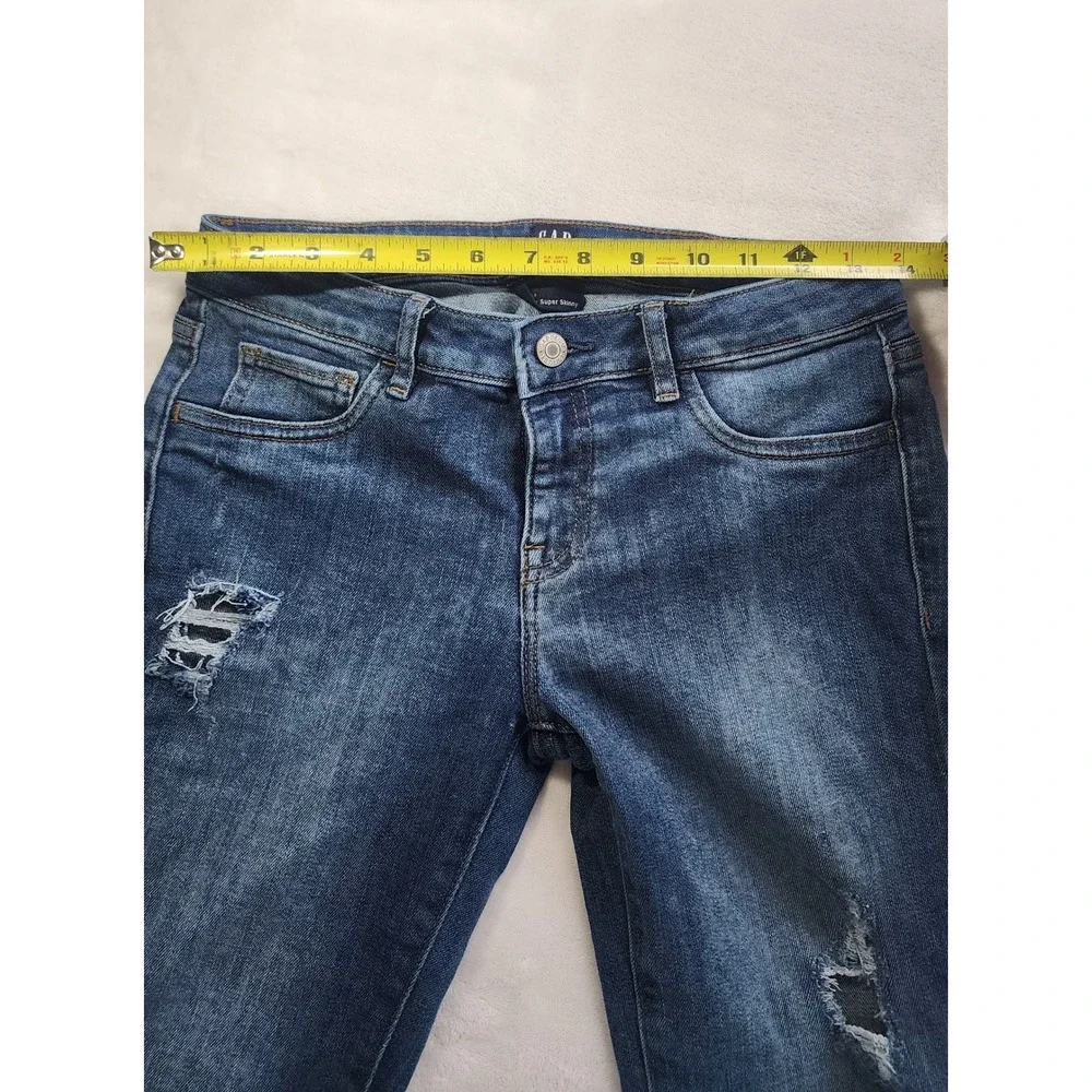 Gap Kids Girls Size 12 Regular Stretch Super Skinny Distressed Blue Jeans